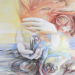 Rêve d’artiste, 2025, mine graphite et crayons de couleurs, 25,5 cm x 25,5 cm